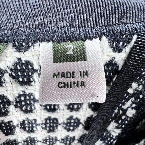 Eddie Bauer Blazer Jacket Womens 2 Black White Geo Wool Blend Tweed Open Front - Picture 10 of 12